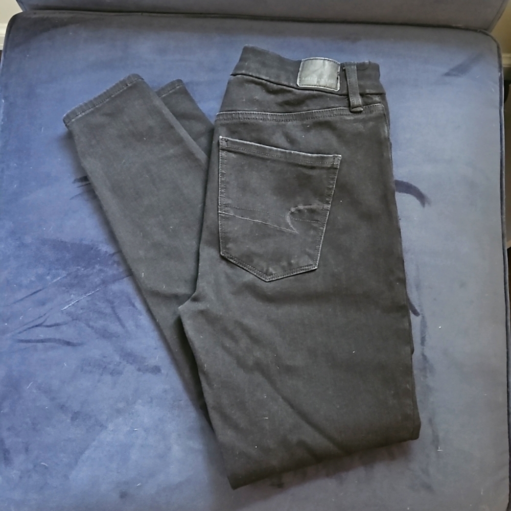 American Eagle Washed Black Curvy Super High Rise Jegging Sz 6